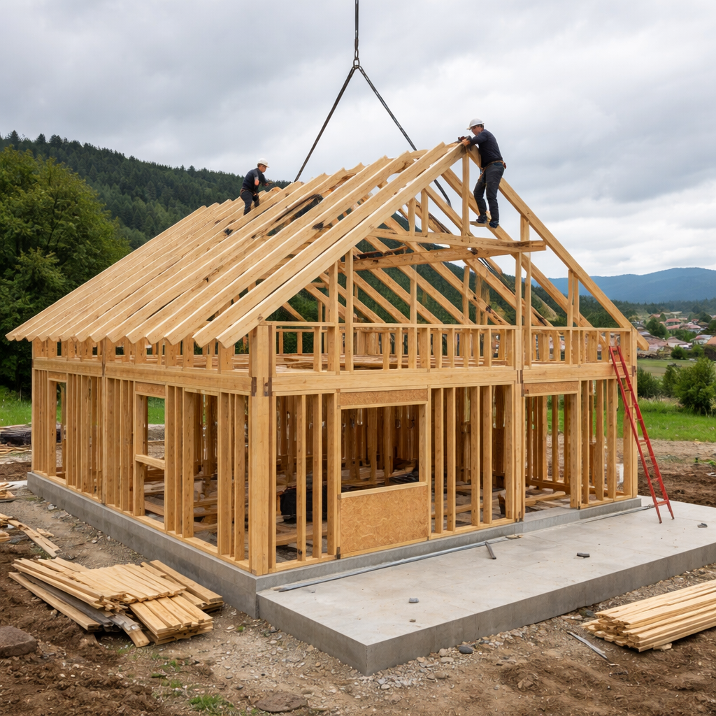 Kako poteka skeletna gradnja od temeljev do strehe brez dragih napak